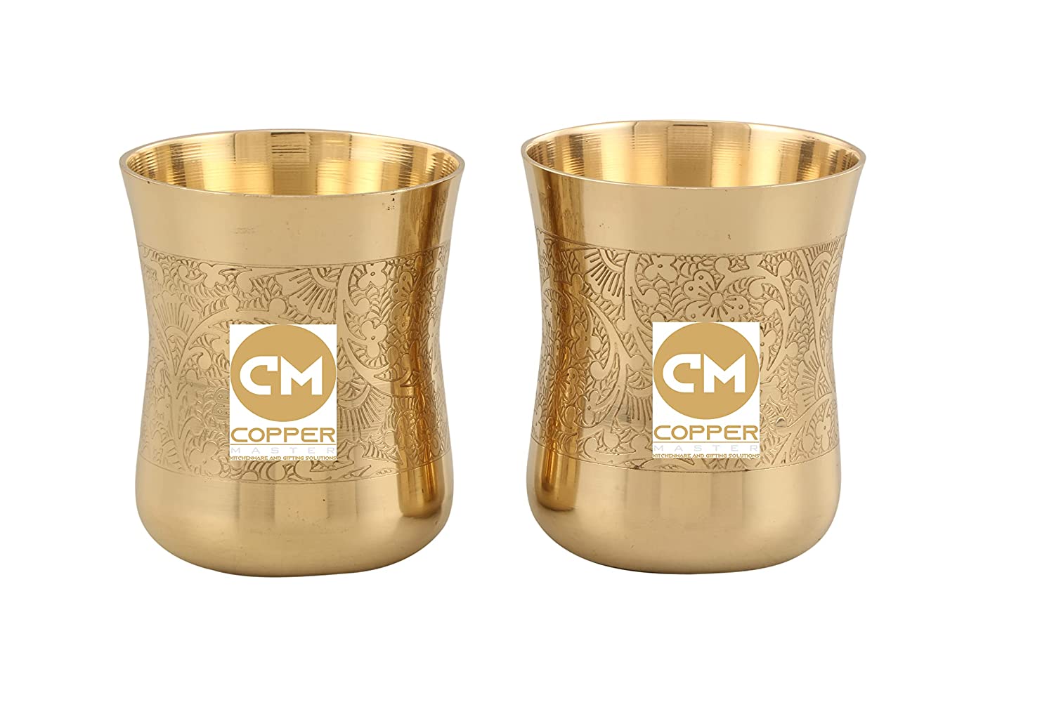 Copper-Master Cup & Saucer Designer Pure Brass Cup for Serving Tea Coffe  Embossed Design Hotel Serveware Drinkware Tableware Decorative Home